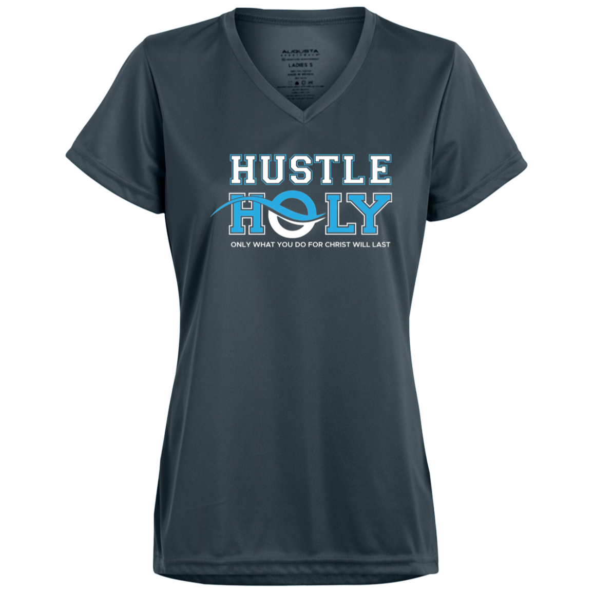 HUSTLE HOLY Moisture-Wicking V-Neck Tee
