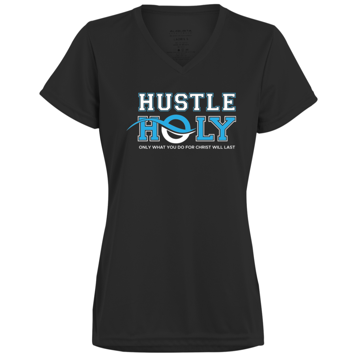 HUSTLE HOLY Moisture-Wicking V-Neck Tee