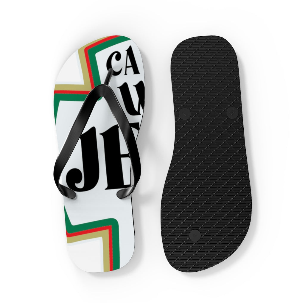 CATCH UP W/JESUS Flip Flops