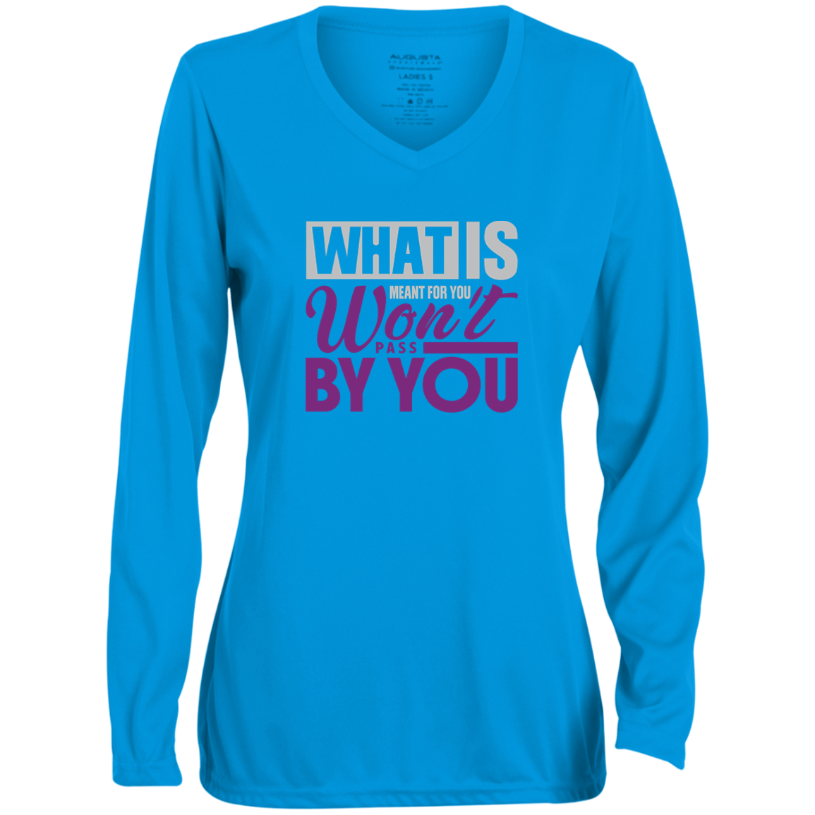 WHAT IS MEANT FOR YOU Moisture-Wicking Long Sleeve V-Neck Tee