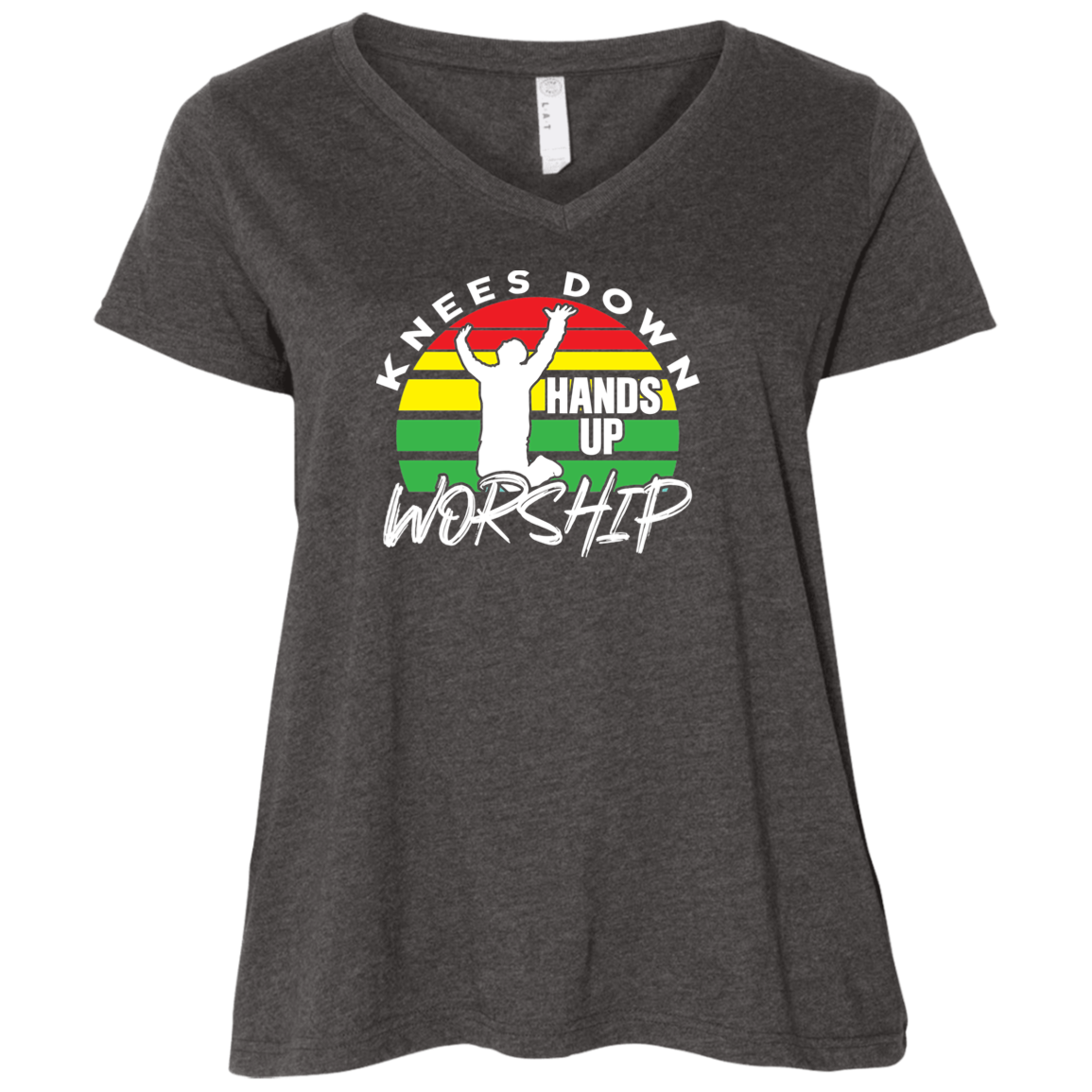 HANDS UP WORSHIP Curvy V-Neck Tee