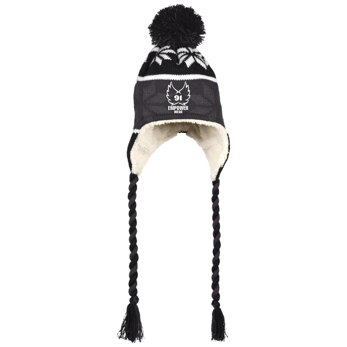 91 ANGEL LOGO Hat with Ear Flaps and Braids