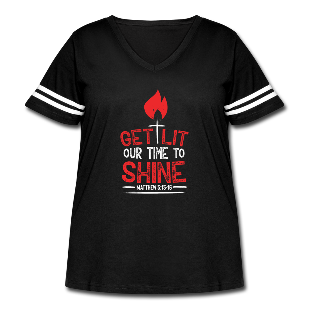 GET LIT Women's Curvy Vintage Sport T-Shirt - black/white