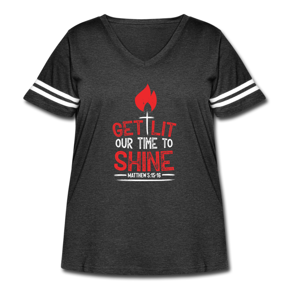 GET LIT Women's Curvy Vintage Sport T-Shirt - vintage smoke/white