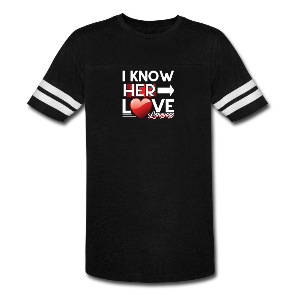 I KNOW HER LOVE LANGUAGE Vintage T-Shirt - black/white
