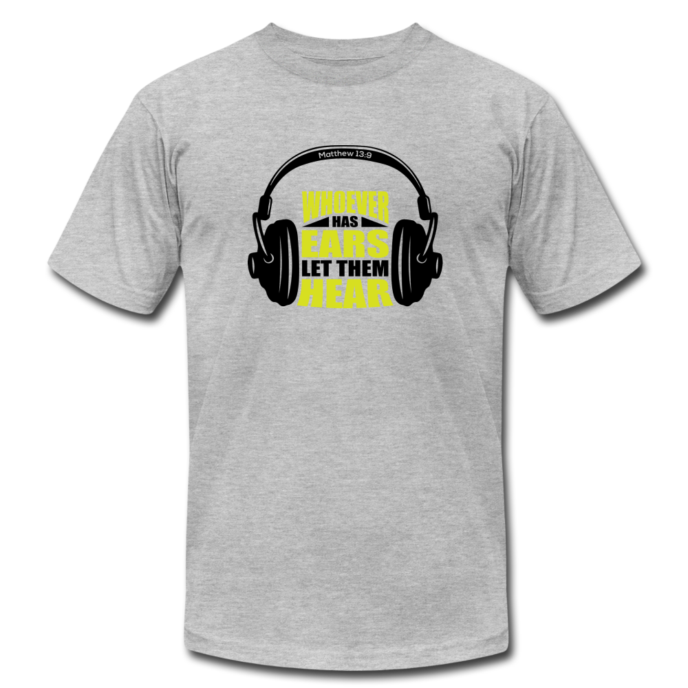WHOEVER HAS EARS BLK/NEON SHIRT - heather gray