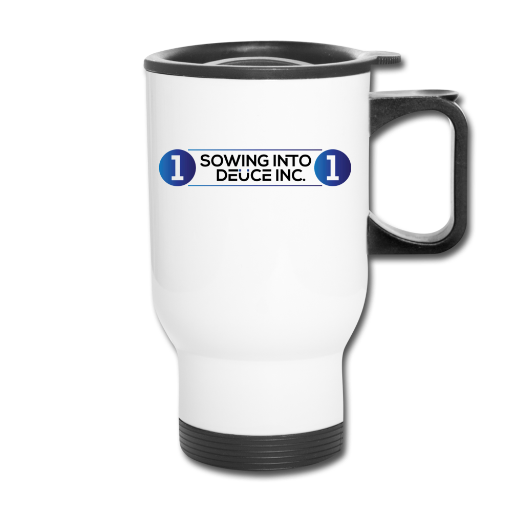 1 SOWING INTO 1 DEUCE INC. Travel Mug - white
