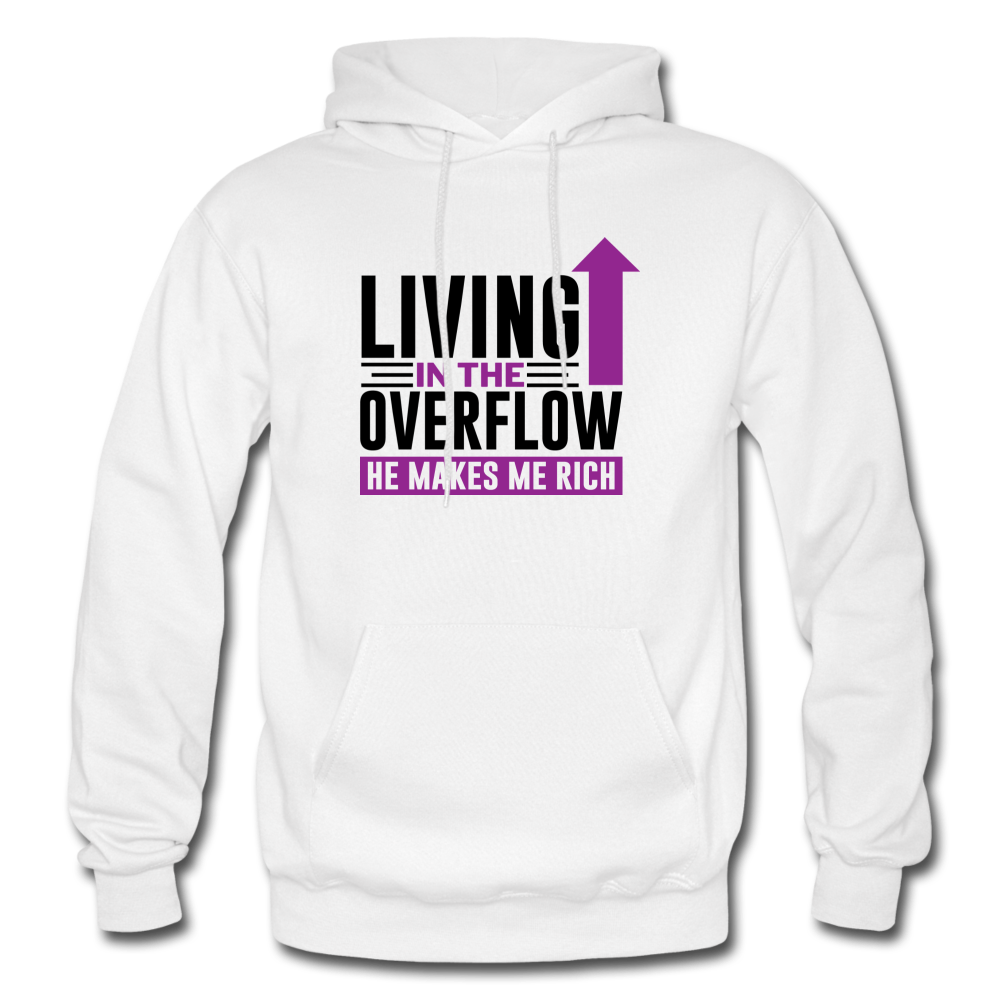Living In The Overflow Adult Hoodie - white