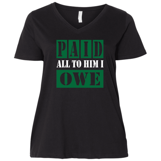 PAID ALL TO HIM I OWE Curvy V-Neck Tee