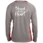 BLESSED WITH A DOPE HEART Long Sleeve Heather Colorblock Performance Tee