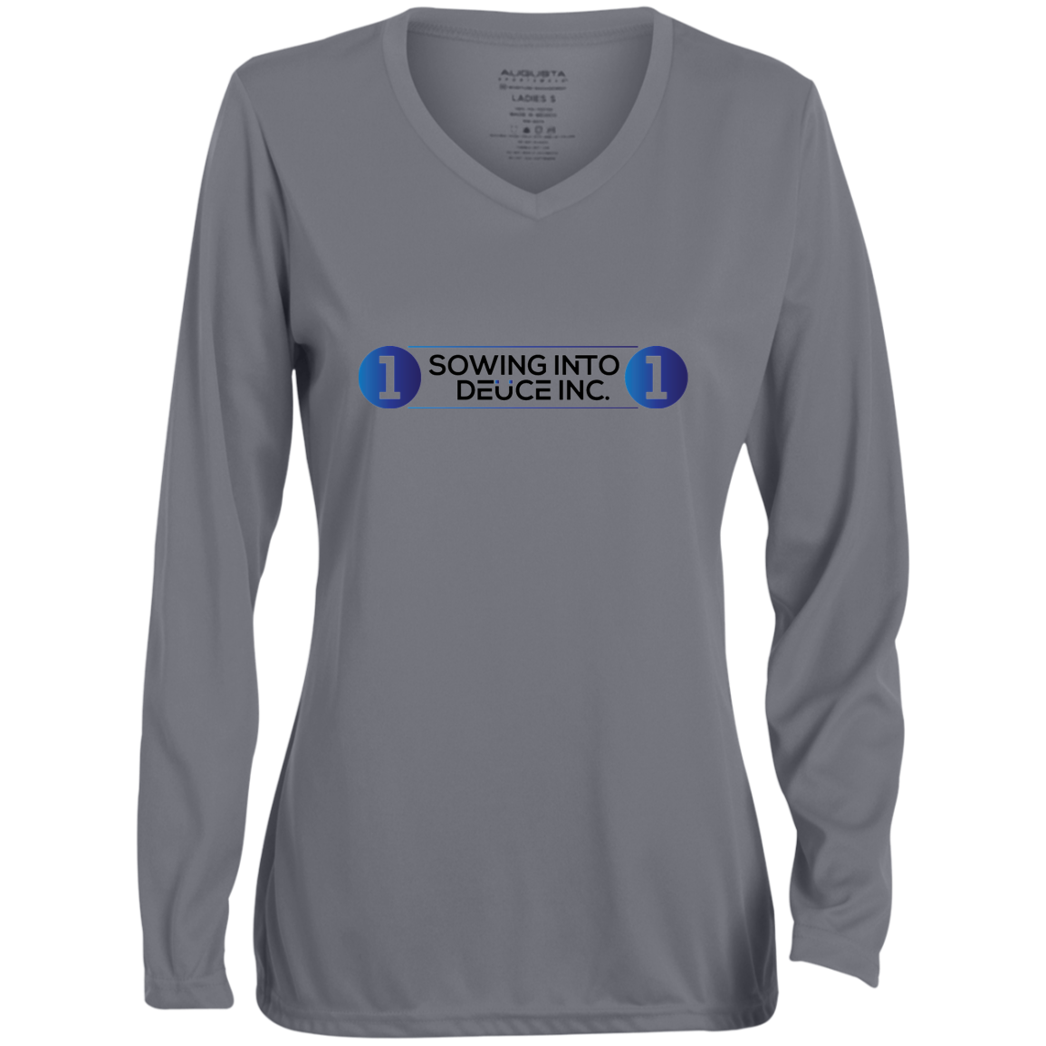 1 SOWINGING INTO 1 Moisture-Wicking Long Sleeve V-Neck Tee