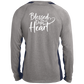 BLESSED WITH A DOPE HEART Long Sleeve Heather Colorblock Performance Tee