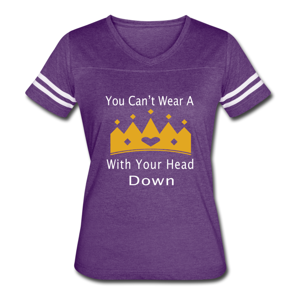 U Can't Wear A Crown Women’s Vintage Sport T-Shirt - vintage purple/white