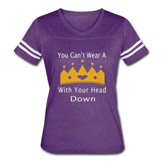 U Can't Wear A Crown Women’s Vintage Sport T-Shirt - vintage purple/white