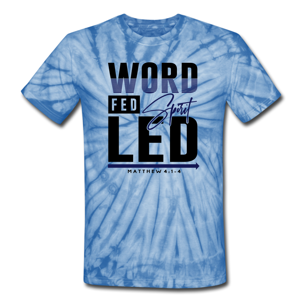 WORD FED SPIRIT LED Tie Dye T-Shirt - spider baby blue