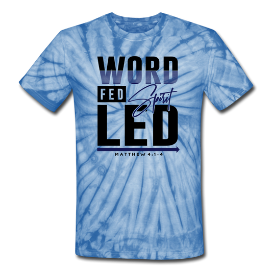 WORD FED SPIRIT LED Tie Dye T-Shirt - spider baby blue