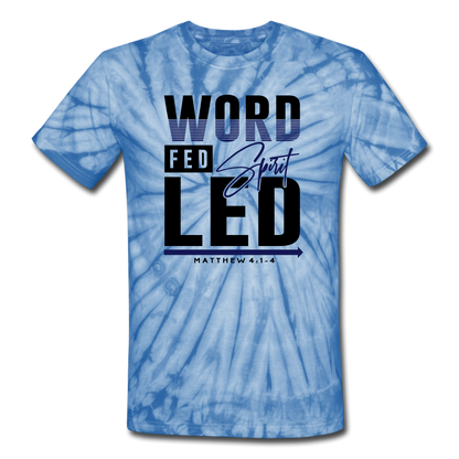 WORD FED SPIRIT LED Tie Dye T-Shirt - spider baby blue