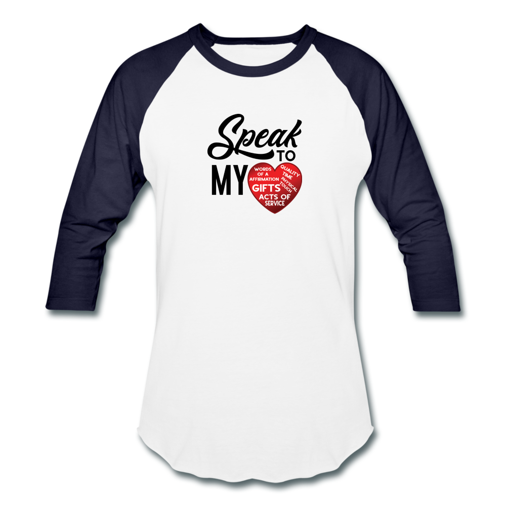 SPEAK TO MY HEART Baseball T-Shirt - white/navy
