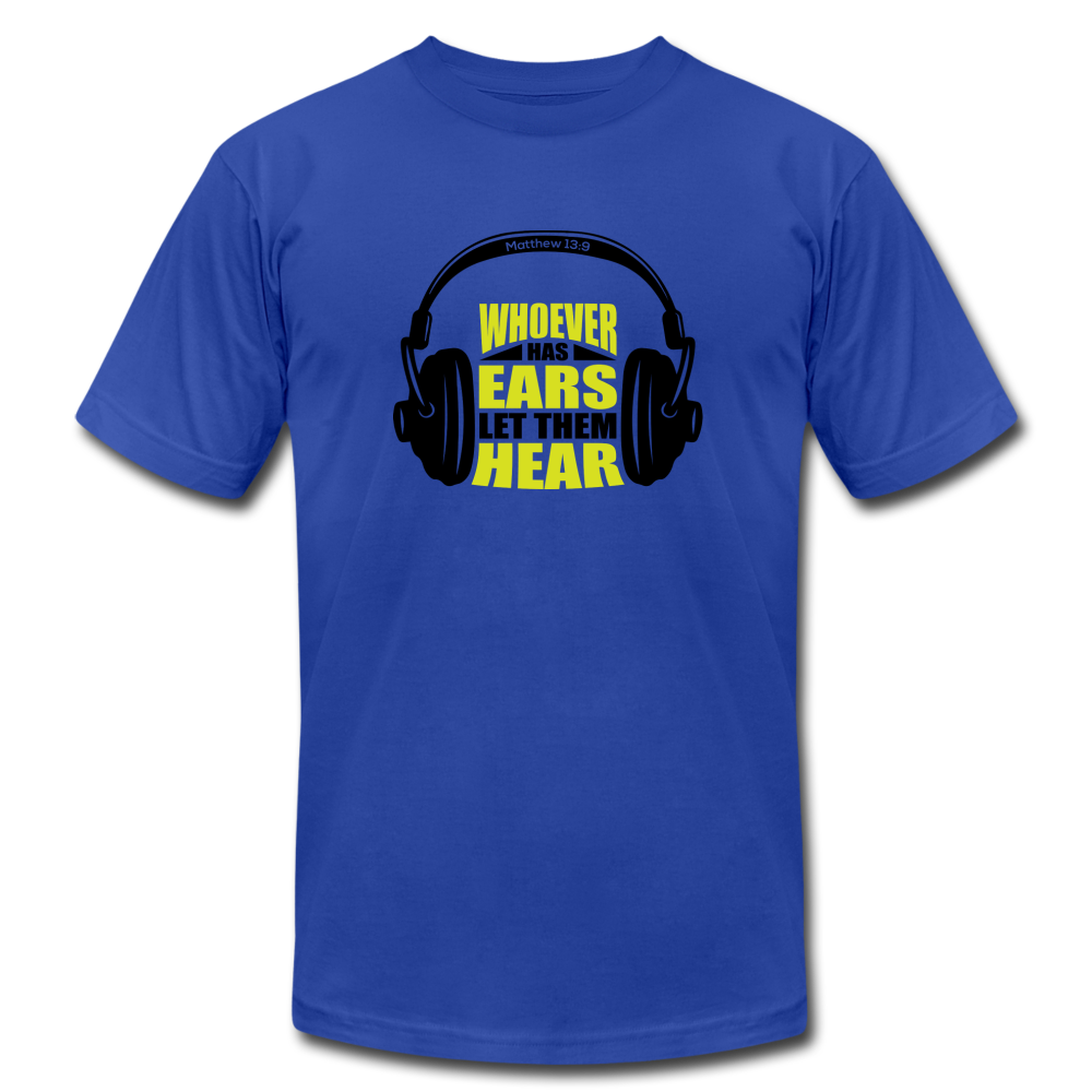 WHOEVER HAS EARS BLK/NEON SHIRT - royal blue