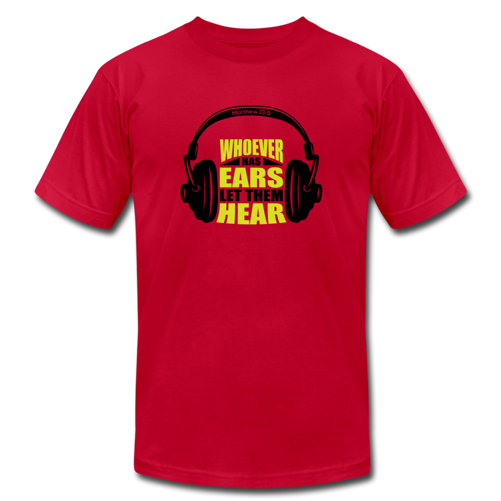 WHOEVER HAS EARS BLK/NEON SHIRT - red