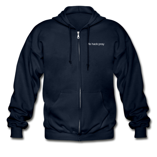 life hack:pray Adult Zip Hoodie - navy